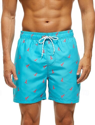  Men's Swim Trunks Swim Shorts Board Shorts Bathing Suit Drawstring with Pockets Swimming Surfing Beach Water Sports Printed Summer Spring