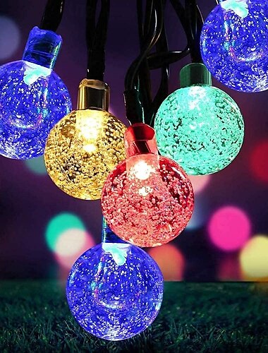  7m solar lichtsnoer 50 leds, el 5mm, warm wit/koud wit/blauw, op zonne-energie werkende feestverlichting met montagebeugel voor kerstmis, bruiloften en buitenevenementen