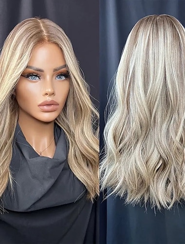  Cabelo virgem não processado Fechamento 5x5 13x4 Lace Front Peruca Parte do meio Cabelo Brasileiro Ondulado Loiro Multi Cores Peruca 130% 150% Densidade do Cabelo Cabelo com Luzes / Reflexos Riscas