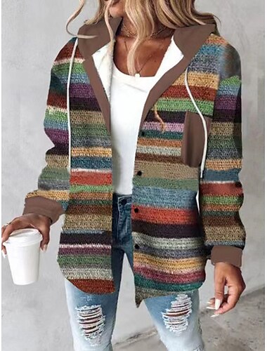  Sudadera con capucha para mujer, informal, con estampado gráfico a cuadros, para uso diario, con estampado de patchwork, holgada, manga larga, marrón, verde y café, para otoño e invierno