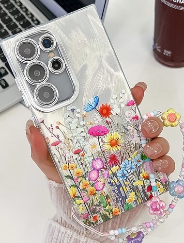  telefone Capinha Para Samsung Galaxy S25 S24 Ultra Plus S24 FE S23 A55 5G A35 5G A25 A15 Capa traseira com pulseira Antichoque Retro TPU PC