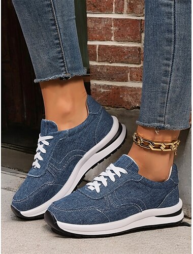  γυναικεία κομψά τζιν sneakers με λευκή σόλα | ιδανικό για casual και καθημερινό ντύσιμο