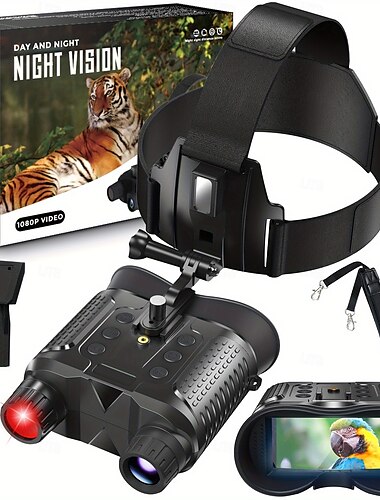  infraröda mörkerseende glasögon för vuxna laddningsbar kikare med 2,7-tums skärm 1080p fhd video & foto 8x optisk och digital zoom kompatibel med Mich-hjälm
