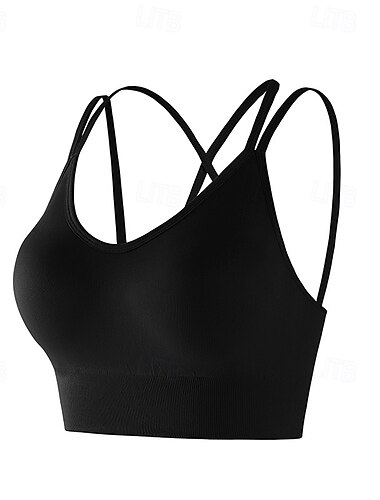  Mujer Top de yoga Con Tirantes Transpirable, Cómodo Espalda cruzada Deportes Color sólido Sujetador superior por Yoga, Aptitud física, Entrenamiento de gimnasio Ropa de Deporte Negro / Blanco