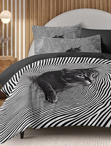  3D Animal 100 Cotton Duvet Cover Set Hotel Bedding Sets Comforter Cover with Soft Lightweight Microfiber,1 Duvet Cover, 2 Pillowcases for Double/Queen/King(1 Pillowcase for Twin/Single) coverlet