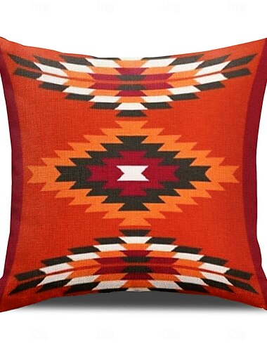  Kissenbezug im Landhausstil, geometrischer Kissenbezug, Terrakotta, südwestlicher Kissenbezug, dekorativer aztekischer Druck, ethnische Wohnkultur
