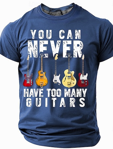  Męska koszulka z grafiką 'Nie możesz mieć zbyt wielu gitar' | krótkie rękawy dla gitarzystów