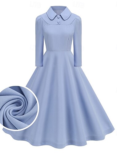  Retro vintage Jaren '50 Cocktail jurk Jurken Flare Jurk Effen Kleur Kostuum Dames Maskerade Evenement / Feest Vrijgezellenfeest Festival Volwassenen Kleding Homecoming-jurken