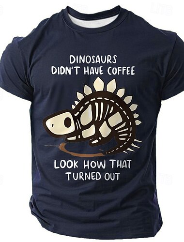  Ανδρικό Funny T-Shirt για Λάτρεις του Καφέ | Οι Δεινόσαυροι Δεν Είχαν Καφέ Γραφικό Μπλουζάκι Σκελετού Κοντό Μανίκι