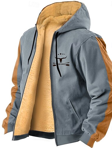  Herren Cowboy Hoodie Sweatshirt Kapuze Pullover Kapuzenpullover mit Reißverschluss Sweatshirt mit Kapuze Rundhalsausschnitt Modisch 3D-Druck Urlaub Strassenmode Schwarz Blau Reißverschluss Herbst