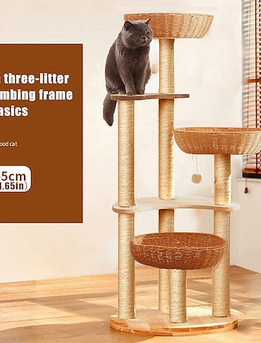  Arbre à chat de 55 pouces/maison d'arbre à chat et tours pour grand chat/arbre à chat grimpant avec griffoir/perchoirs, grand arbre à chat à plusieurs niveaux