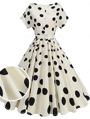  Jaren '50 Retro vintage Jurken Flare Jurk Polka dots Kostuum Dames Maskerade Evenement / Feest Vrijgezellenfeest Festival Volwassenen Kleding Homecoming-jurken