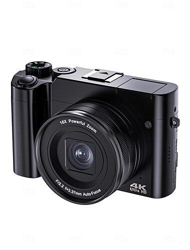  4k uhd digitalkamera 64mp doble kameraer autofokus selfie vlogging med lyssterk blits 16x zoom kompakt reisekamera pek og skyt