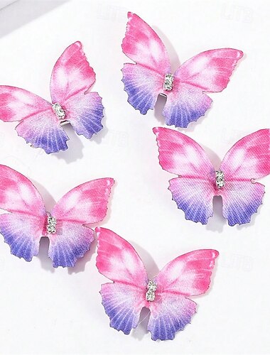  5 Stück kinderkleidung Mädchen Haarzubehör Aktiv Süß Party Geburtstag Schmetterling Gelb Rosa