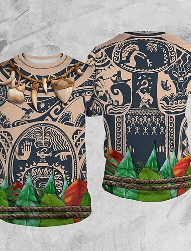 Moana Maui Póló 3D Karakter Grafikus Kompatibilitás Páros Férfi Női Felnőttek Farsang Álarcos mulatság 3D nyomtatás Parti Alkalmi / Napi