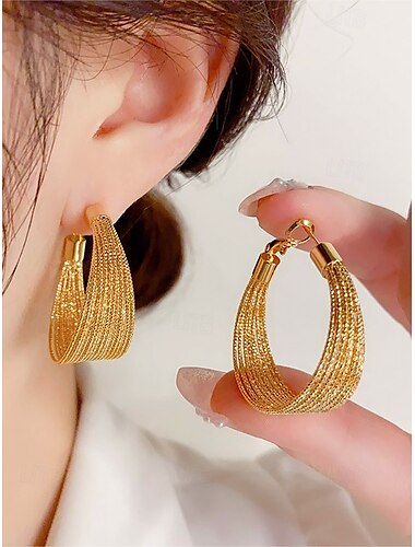  Mujer Pendientes colgantes Pendients de aro Plata Dorado Legierung Elegante Moda Diario Redondo