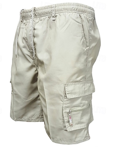  Voor heren Cargoshorts Korte broek Casual korte broek Trekkoord Elastische taille Meerdere zakken Effen Comfort Zacht Knielengte Buitensporten Dagelijks Sportschool Modieus Streetwear Zwart Wit