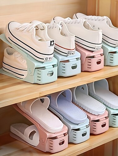  Étagère à chaussures réglable 10 pièces - organisateur de rangement peu encombrant et facile à assembler pour les entrées, les chambres et plus encore - plastique durable pour une utilisation à la