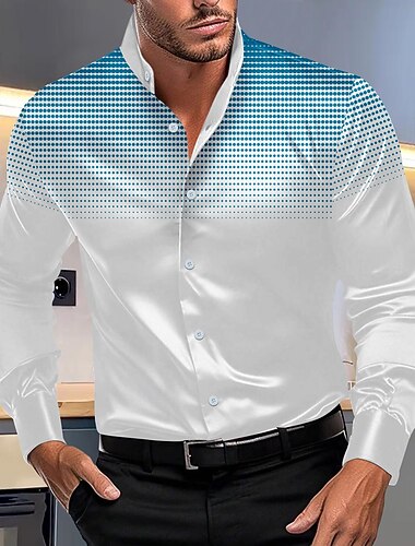  Men's Band Collar Shirt Satin Shirt Dress Shirt Plain Wedding Outdoor White Red Navy Blue Orange Long Sleeve Summer Spring Clothing Apparel
