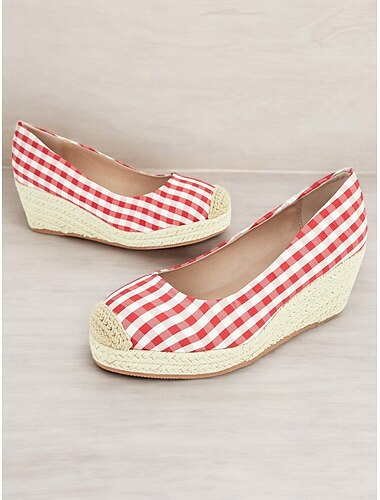  Rote Espadrilles mit Keilabsatz und gehäkelter Zehenkappe für Damen im Vintage-Stil für die Freizeit und den Urlaub