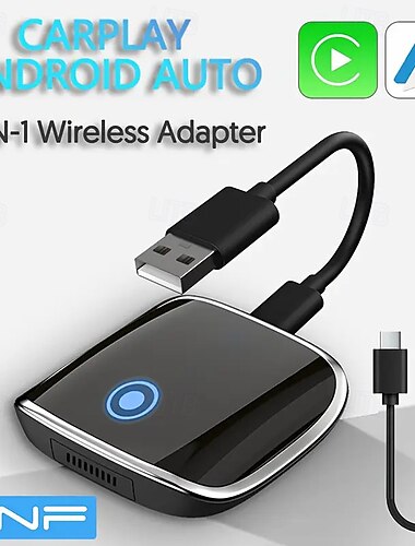  беспроводной carplay и android auto 2-в-1 адаптер usb power pvc plug and play низкая задержка для carplay/android auto с поддержкой iphone и android