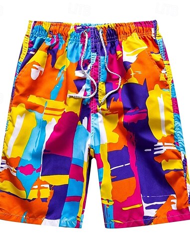 Herren Bademode Surfshorts Badehose Schwimmshorts kurz Surfshorts Badeanzug Kordelzug Mit Taschen Schwimmen Surfen Strand Wassersport Bedruckt Sommer Frühling