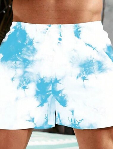  Men's Swim Trunks Swim Shorts Board Shorts Bathing Suit Drawstring with Pockets Swimming Surfing Beach Water Sports Tie Dye Summer Spring
