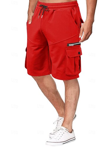  Herren Cargo Shorts Kurze Hosen Sweatshorts Kurze Hose Bermudas Kordelzug Elastische Taille Multi Pocket Glatt Komfort Weich Kurz Outdoor Heim Täglich Casual / sportlich Athleisure Schwarz Weiß