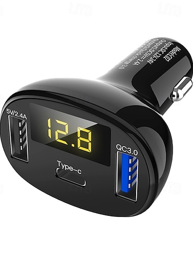  Автомобильное зарядное устройство usb c с поддержкой двух usb и type-c QC3.0 для бытовой электроники, автомобильное зарядное устройство
