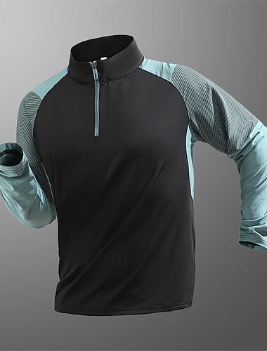  Bărbați Tricou Κοντομάνικο πεζοπορίας Manșon Lung Quarter Zip Tricou Tee Tricou muscular Tricou elastic pentru culturism În aer liber Uscare rapidă A face exerciţii fizice Απαλό Κατά του ιδρώτα