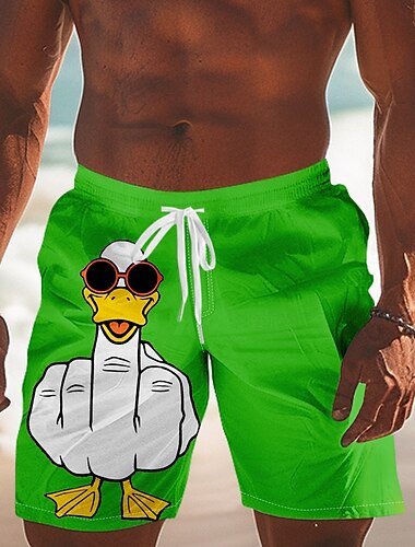  Herren Tier Ente Lustige Gesten Badeshorts Boardshorts Badeshorts Shorts Kurze Hosen Mittlere Taillenlinie Strassenmode Hawaiianisch Casual Täglich Festtage Tasche Kordelzug Elastische Taille Designer