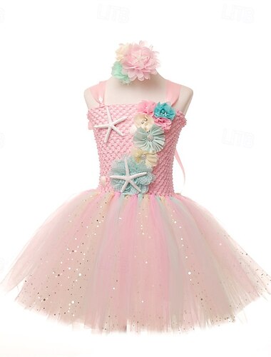  kinderkleidung Mädchen Party Kleid Regenbogen Blume Ärmellos Leistung Geburtstag Schön Süß Polyester Knielang abendkleider Schaukelkleid A Linie Kleid Sommer 4-12 Jahre Rosa Purpur Leicht Blau
