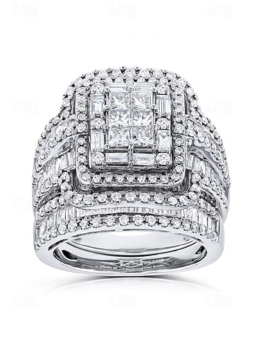  luxuriöser Ring mit künstlichem Diamant im Quadratschliff und mehrschichtigem Design – Statement-Schmuck für Frauen, perfekt für Hochzeiten, Verlobungen und besondere Anlässe