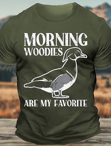  Herre Fugl Sjov Jagt T-shirt Tee Top 100 % bomuld Kortærmet Grafisk Skjorte Sort Hvid militærgrøn Komfortabel t-shirt Gade Sport & Udendørs Modedesigner tøj