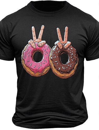  Męska koszulka graficzna z znakiem pokoju donut Śmieszna gra słowna o jedzeniu Krótki rękaw