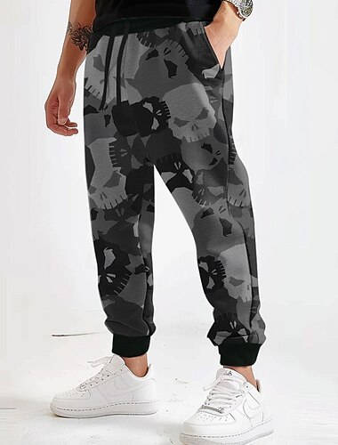  Voor heren Camouflage Kleur Joggingbroeken Jogger Broek Medium Taille Trekkoord elastische taille Actief Vintage Casual Buiten Straat Dagelijks gebruik Zak Lente Herfst Winter 3D-afdrukken Groen Grijs