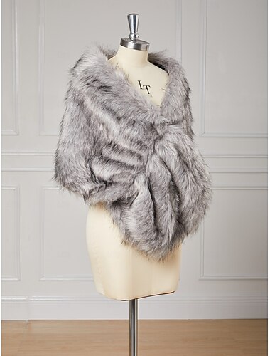  Kunstpelz-Wraps, elegante ärmellose Kunstpelz-Hochzeits-Wraps für Damen im Vintage-Stil mit reiner Farbe für die Hochzeit im Frühling