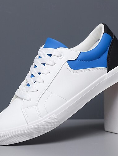  weiß-blaue Casual-Sneaker für Herren zum Schnüren – bequeme Halbschuhe für den Alltag und Outdoor-Aktivitäten