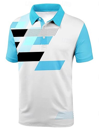  Homme Géométrique Chemise de golf Manche Courte Polos Chemises à Col Occasionnel Extérieur Maison Athleisure Impression 3D Noir Jaune Bleu