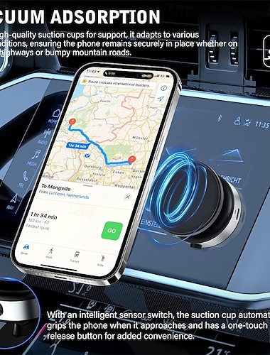  360 graden verstelbare elektrische vacuüm magnetische zuignap telefoonhouder handsfree magnetische mobiele telefoonhouder voor auto/sportschool/spiegel/glad oppervlak compatibel met magsafe iphone
