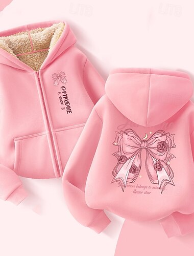  kinderkleidung Mädchen Kapuzenshirt Graphic Langarm Zip Tasche Herbst Winter Modisch Täglich Polyester Outdoor Casual Reguläre Passform