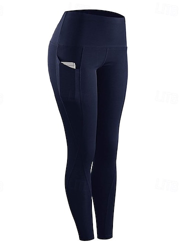  Mujer Pantalones de yoga Mallas Leggings de Yoga Alta cintura Yoga Entrenamiento de gimnasio Pilates Mallas Leggings Gris oscuro Negro Azul Marino Otoño Deportes Ropa de Deporte Elástico Delgado