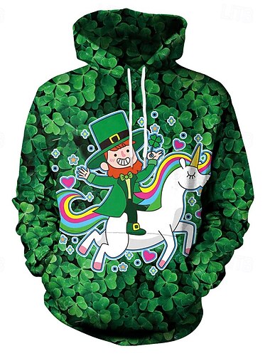  Pyhän Patrickin päivä Shamrock irlantilainen Huppari Onnekas apila Edessä tasku Kuvitettu Käyttötarkoitus Pariskuntien Miesten Naisten Aikuisten Pyhän Patrickin päivä 3D-tulostus Juhla Rento / arki