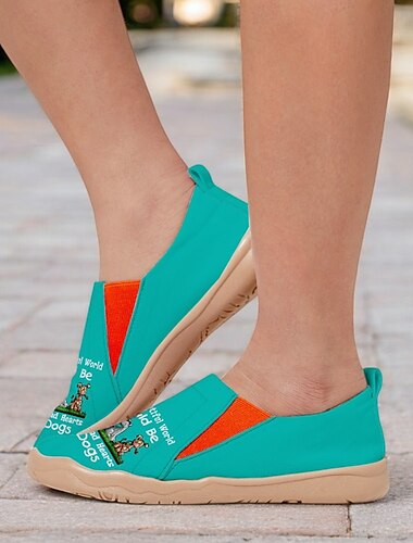  Bequeme, grüne Schlupfschuhe für Damen mit lustigem Welpen-Aufdruck, ideal für Reisen und Freizeitausflüge