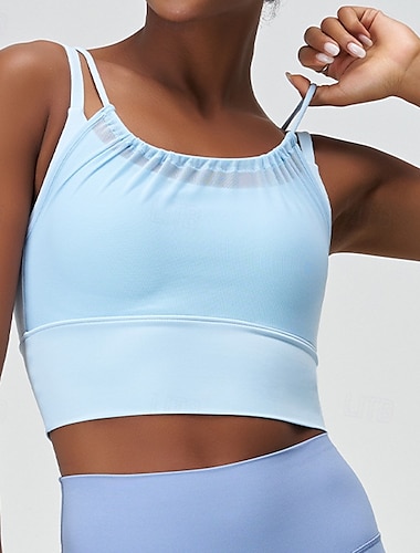 Mujer Sujetadores de Deporte Cuello Barco Transpirable, Ligero, Cómodo Espalda al Aire Sin Mangas Sujeción Ligera Deportes Color sólido Sujetadores de Deporte, Camiseta sin mangas por Yoga, Aptitud