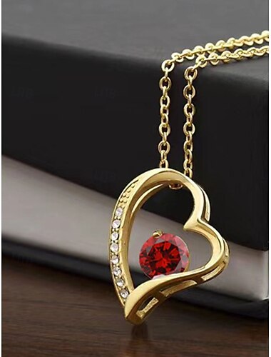  Halskette Kupfer Damenmode süßes klassisches Herz schöne Herzform Halskette für Party Geschenk täglich Valentinstag
