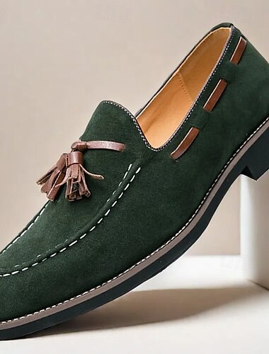  Men's Suede Tassel Loafers – Elegant Slip-On Dress Shoes, Comfortable and Stylish, Perfect for Business, Casual Events, and Formal Occasions