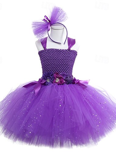  Infantil Para Meninas Vestido de festa Côr Sólida Sem Manga Espetáculo Aniversário Com Transparência Lindo Doce Poliéster Altura dos Joelhos Vestido de festa Vestido Swing Vestido A Line Verão 4-12