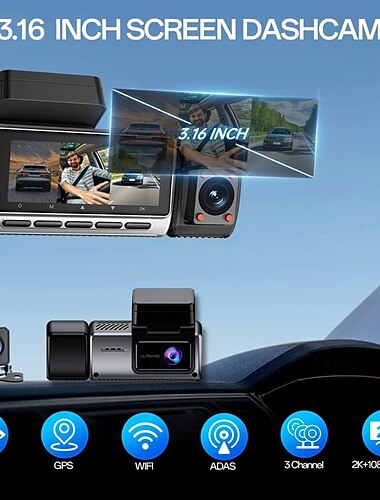  K26 1440P Nieuw ontwerp / HD / met achteruitrijcamera Auto DVR 150 graden Wijde hoek IPS Dash Cam met WIFI / GPS / G-Sensor 4 infrarood LED's Autorecorder