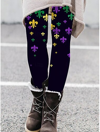  Leggings Pantalones para Mujeres Moda Streetwear Longitud Completa Cintura Alta Estampado Gráfico Térmico Cálido Transpirable Suave Microelástico Exterior Diario Negro Otoño Invierno Corte Regular